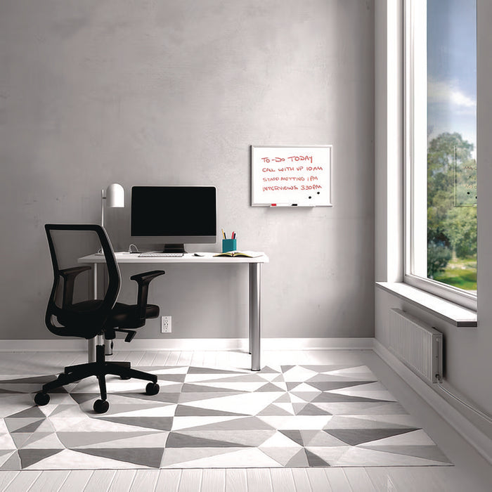 Magnetic Steel Dry Erase Board, 18" x 24", White Surface, Gray/Natural Aluminum Frame