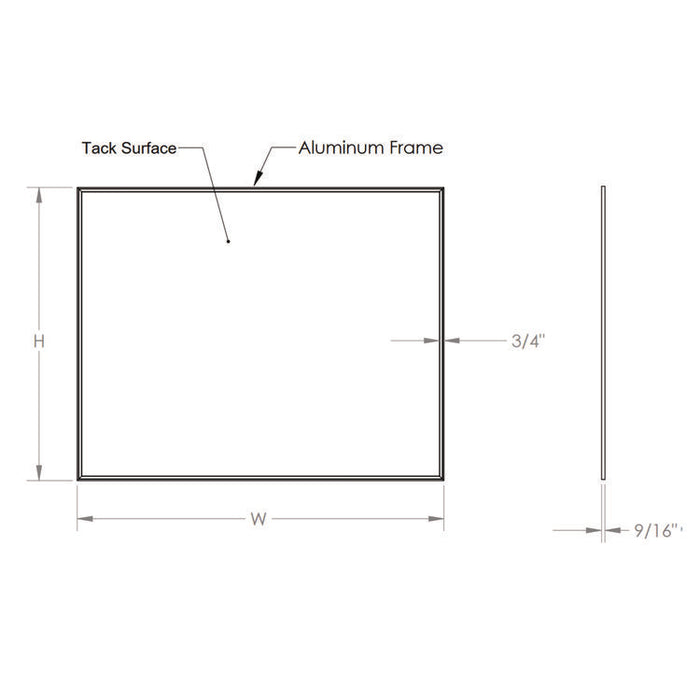 Vinyl Bulletin Board with Aluminum Frame, 87.91" x 48.5", Ocean Surface, Satin Aluminum Frame