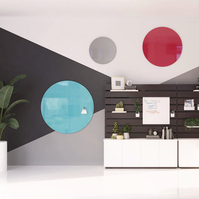 Coda Low Profile Circular Non-Magnetic Glassboard, 48 x 48, Smoke Surface
