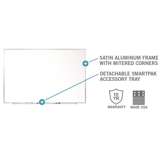Non-Magnetic Whiteboard with Aluminum Frame, 87.91" x 48.5", White Surface, Satin Aluminum Frame
