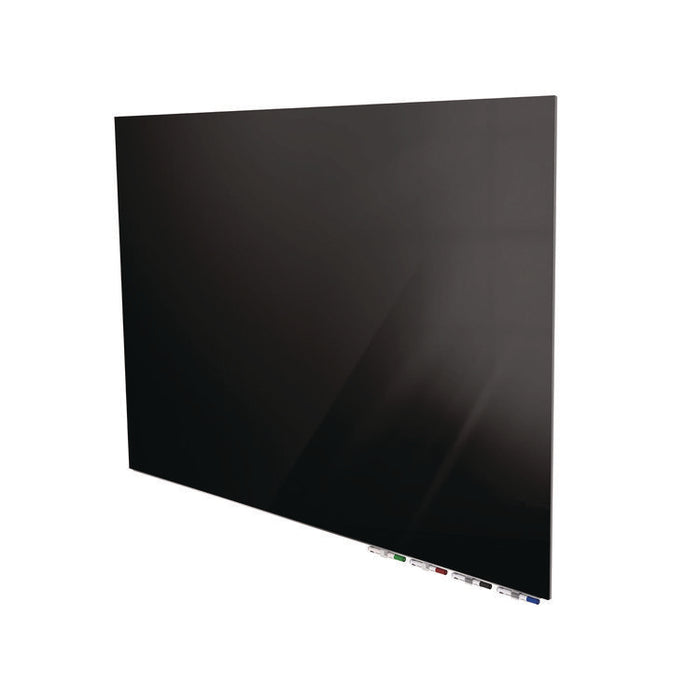 Aria Low-Profile Frameless Magnetic Glassboard, 36" x 24", Black Surface