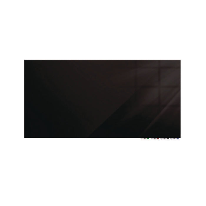 Aria Low-Profile Frameless Magnetic Glassboard, 36" x 24", Black Surface
