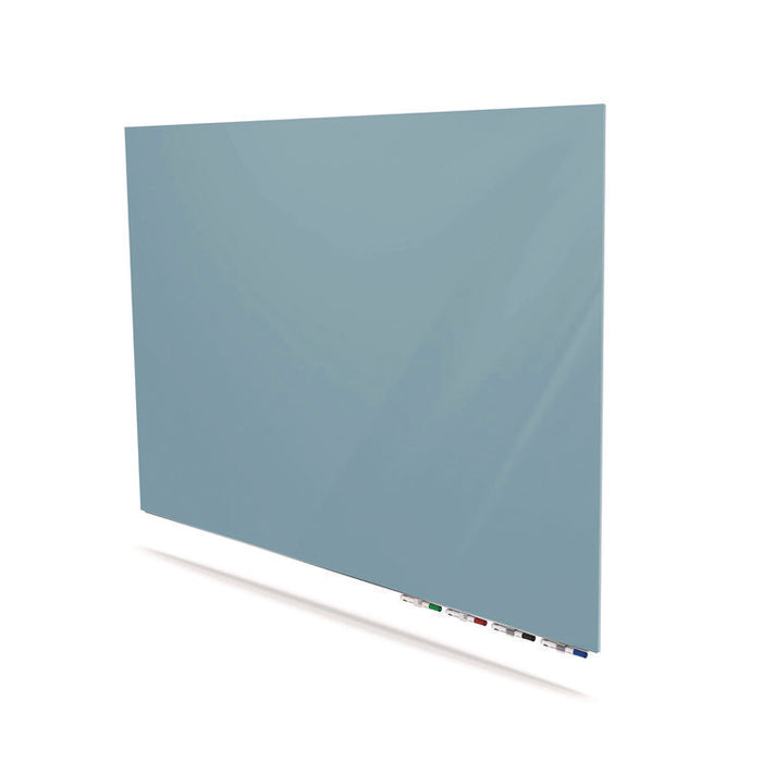 Aria Low-Profile Frameless Magnetic Glassboard, 36" x 24", Denim Blue Surface