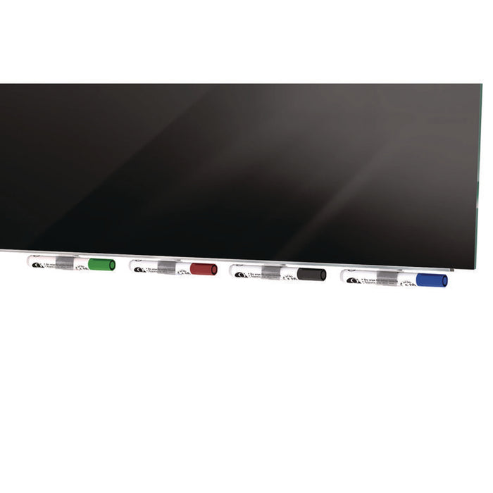 Aria Low-Profile Frameless Magnetic Glassboard, 48" x 36", Black Surface