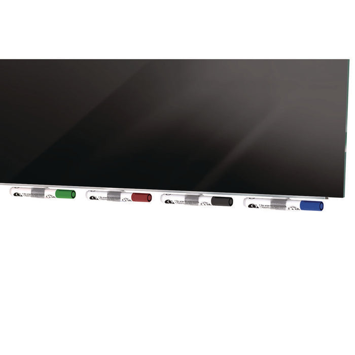 Aria Low-Profile Frameless Magnetic Glassboard, 60" x 36", Black Surface