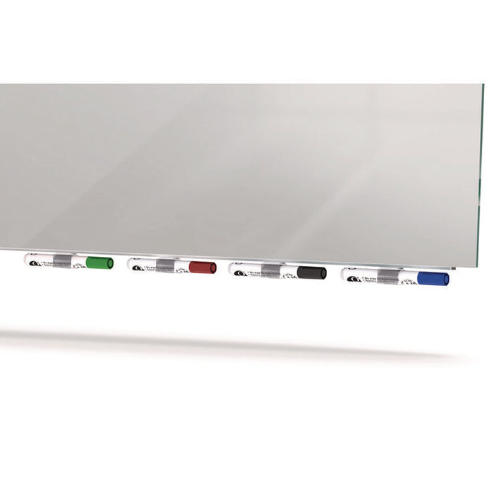 Aria Low-Profile Frameless Magnetic Glassboard, 72" x 48", Gray Surface