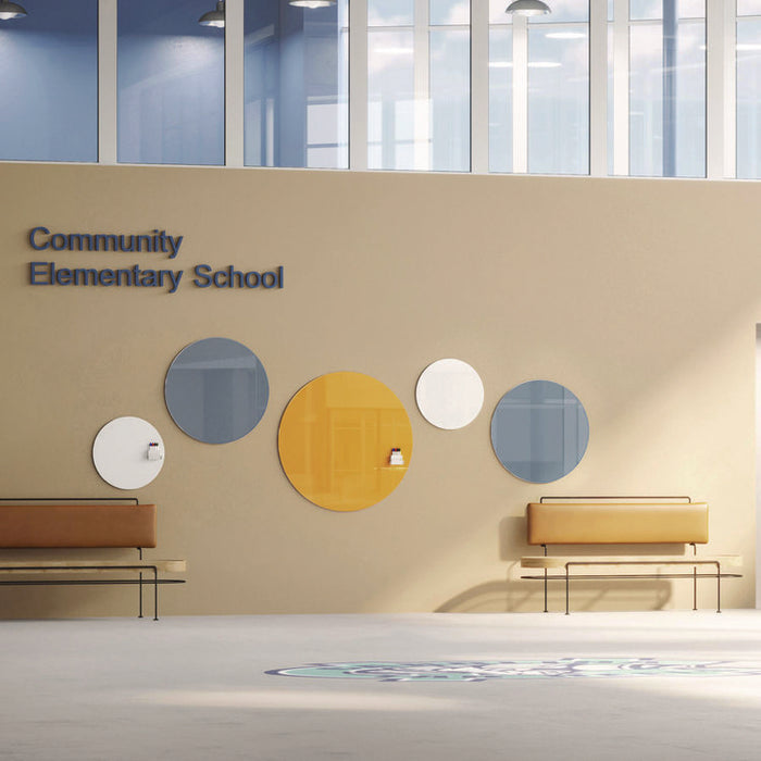 Coda Low Profile Circular Magnetic Glassboard, 24 x 24, Denim Surface