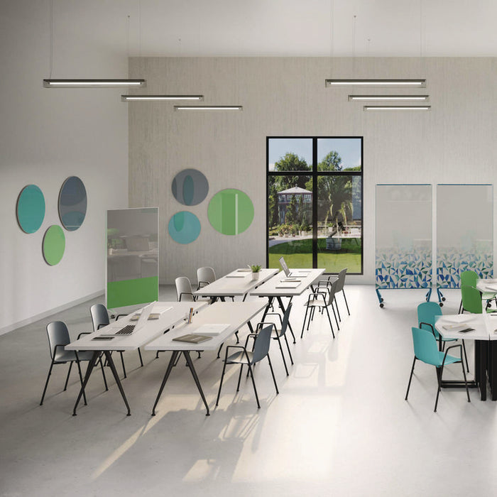 Coda Low Profile Circular Non-Magnetic Glassboard, 36 x 36, Smoke Surface