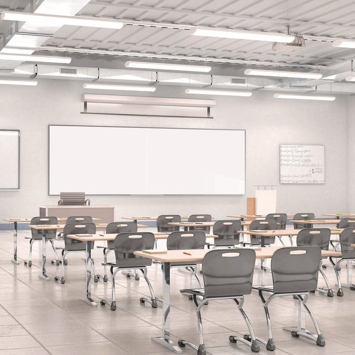 Two-Piece M2 Non-Magnetic Whiteboard with Aluminum Frame, 120.75" x 48.5", White Surface, Satin Aluminum Frame