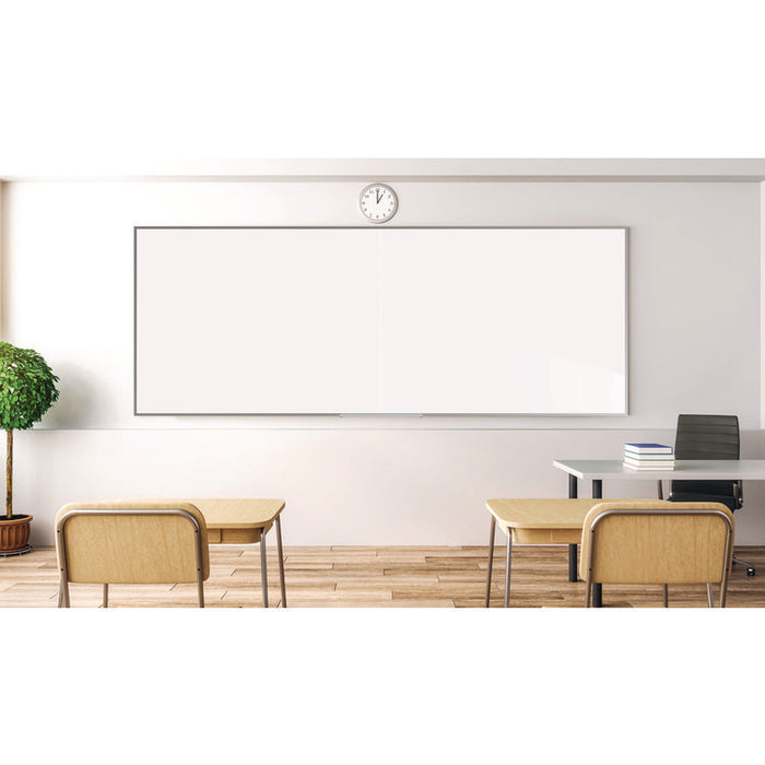 Two-Piece M2 Non-Magnetic Whiteboard with Aluminum Frame, 144.5" x 48.5", White Surface, Satin Aluminum Frame