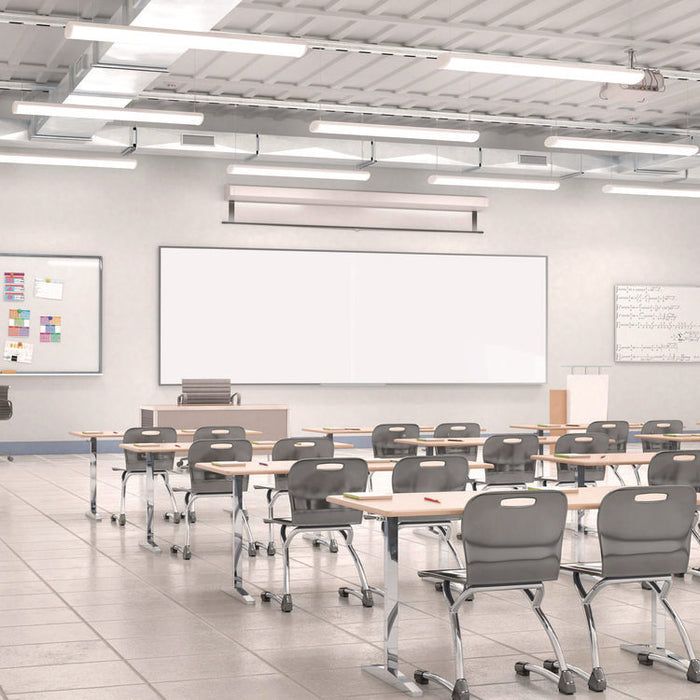 Two-Piece M2 Non-Magnetic Whiteboard with Aluminum Frame, 144.5" x 48.5", White Surface, Satin Aluminum Frame