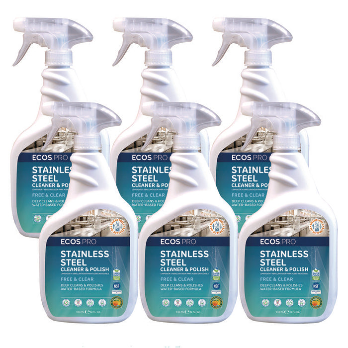 Stainless Steel Cleaner and Polish, 32 oz Spray Bottle, 6/Carton