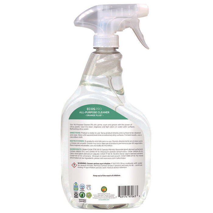 Orange Plus All-Purpose Cleaner and Degreaser, 32 oz Spray Bottle, 6/Carton