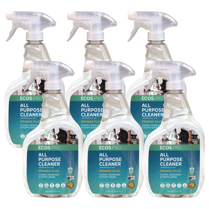 Orange Plus All-Purpose Cleaner and Degreaser, 32 oz Spray Bottle, 6/Carton