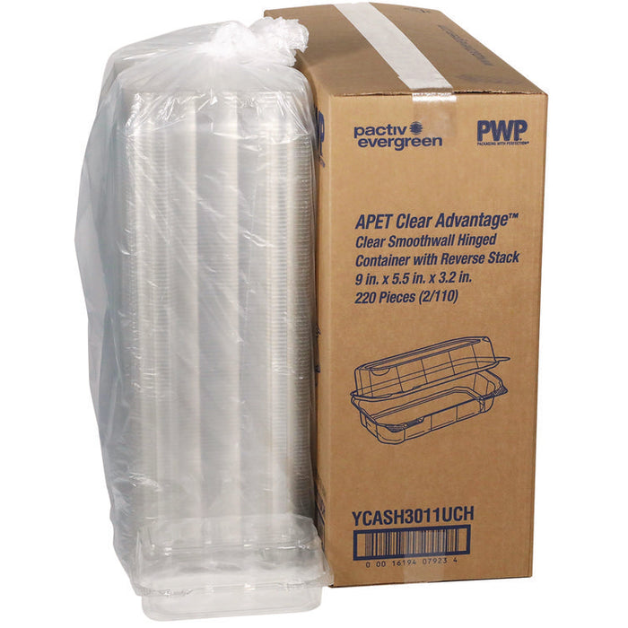 Hoagie Hinged Lid Container, 9 x 5.5 x 3.2, Clear, Plastic, 220/Carton