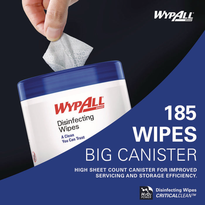 Hydrogen Peroxide Disinfecting Wipes, 1-Ply, 7 x 5.75, Fresh Scent, White, 185 Wipes/Canister