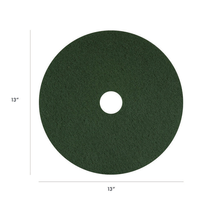 Scrubbing Pad, 13" Diameter, Green, 5/Carton