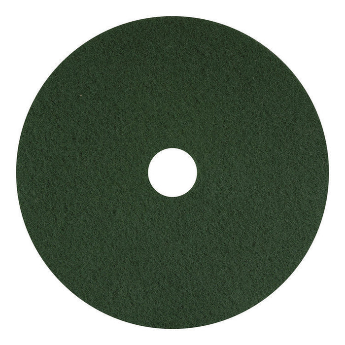Scrubbing Pad, 13" Diameter, Green, 5/Carton