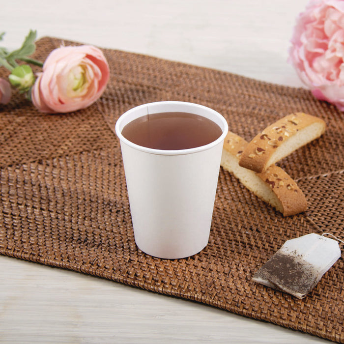 Thermoguard Insulated Paper Hot Cups, 8 oz, White Sustainable Forest Design, 1,000/Carton