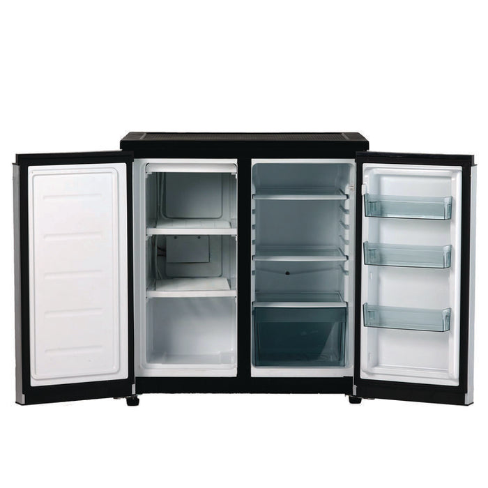 5.5 Cu.Ft. Side by Side Refrigerator/Freezer, Black/Platinum