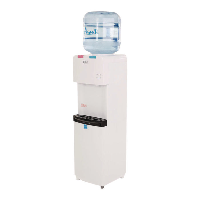 Hot and Cold Water Stand Up Dispenser, 3 gal to 5 gal, 11 x 12 x 36, White