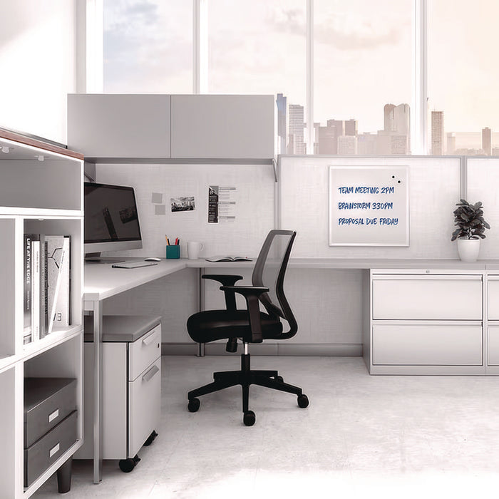 Magnetic Steel Dry Erase Board, 24" x 24", White Surface, Gray/Natural Aluminum Frame