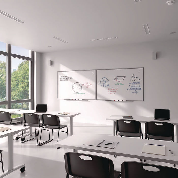 Magnetic Porcelain Dry Erase Board, 72" x 48", White Surface, Gray/Natural Aluminum Frame