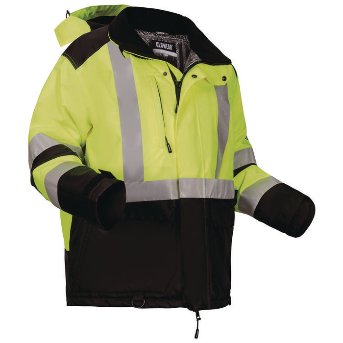 GloWear Class 3 Hi-Vis Winter Jacket with AmpliFIRE Heat Reflective Lining, Small, Lime