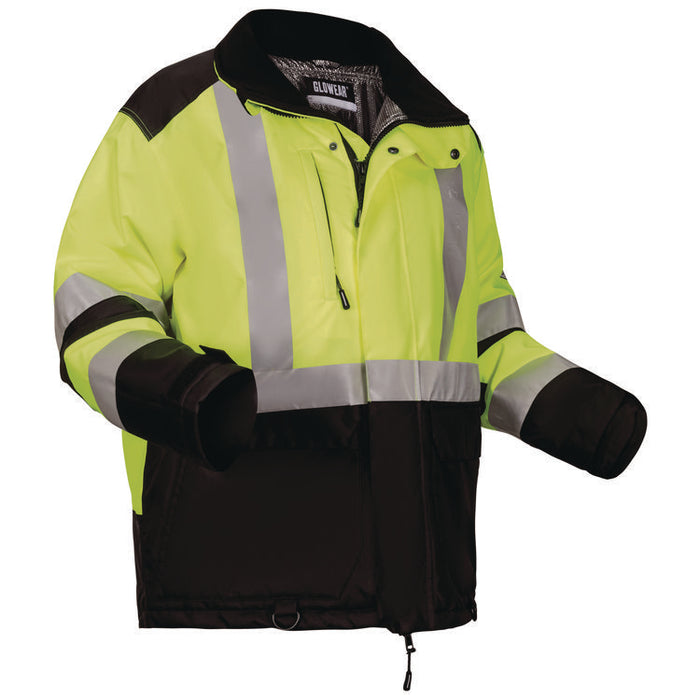 GloWear Class 3 Hi-Vis Winter Jacket with AmpliFIRE Heat Reflective Lining, Large, Lime