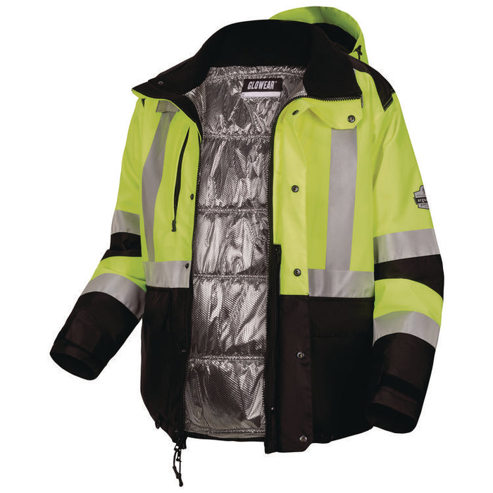 GloWear Class 3 Hi-Vis Winter Jacket with AmpliFIRE Heat Reflective Lining, Large, Lime
