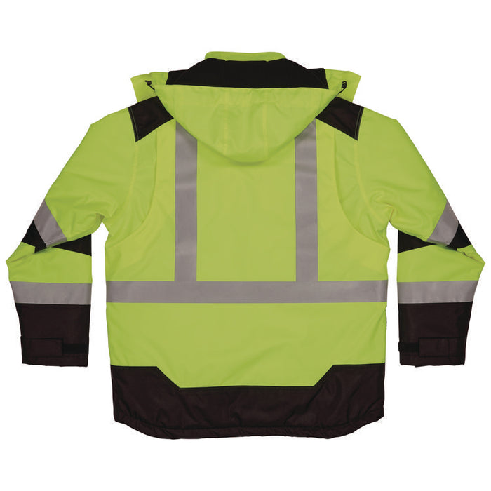 GloWear Class 3 Hi-Vis Winter Jacket with AmpliFIRE Heat Reflective Lining, 3X-Large, Lime