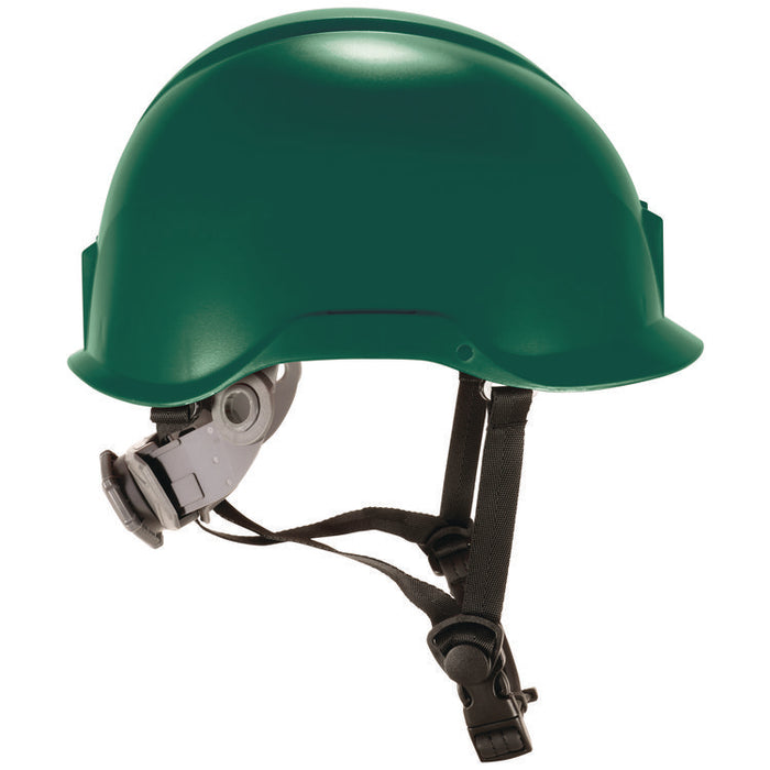 Skullerz 8976 Class E Safety Helmet, Brimless, 6-Point Standard Ratchet Suspension, One Size Fits Most (6.5 to 8), Green