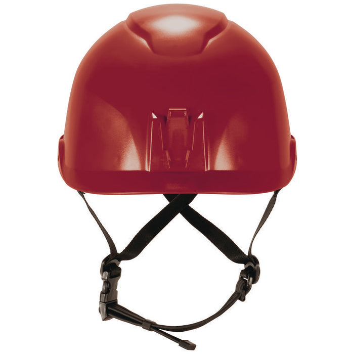 Skullerz 8976 Class E Safety Helmet, Brimless, 6-Point Standard Ratchet Suspension, One Size Fits Most (6.5 to 8), Red