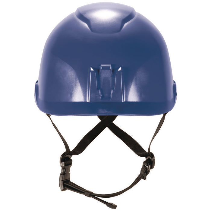 Skullerz 8976 Class E Safety Helmet, Brimless, 6-Point Standard Ratchet Suspension, One Size Fits Most (6.5 to 8), Blue