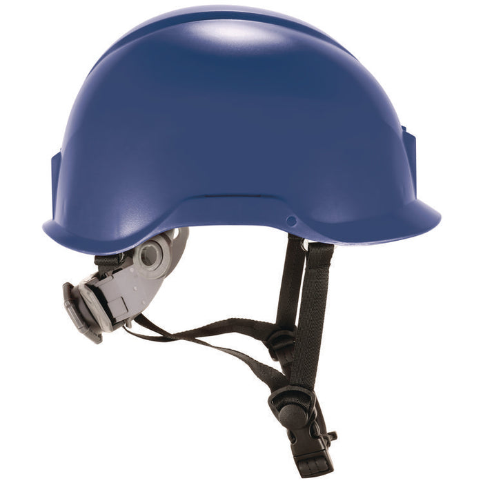 Skullerz 8976 Class E Safety Helmet, Brimless, 6-Point Standard Ratchet Suspension, One Size Fits Most (6.5 to 8), Blue