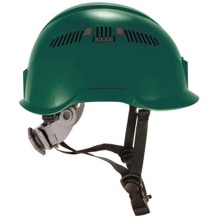Skullerz 8977 Class C Safety Helmet with Adjustable Venting, Brimless, 6-Point Ratchet, One Size Fits Most (6.5 to 8), Green