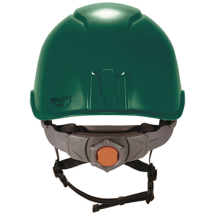Skullerz 8976LED Class E Safety Helmet with LED Light, Brimless, 6-Point Ratchet, One Size Fits Most (6.5 to 8), Green