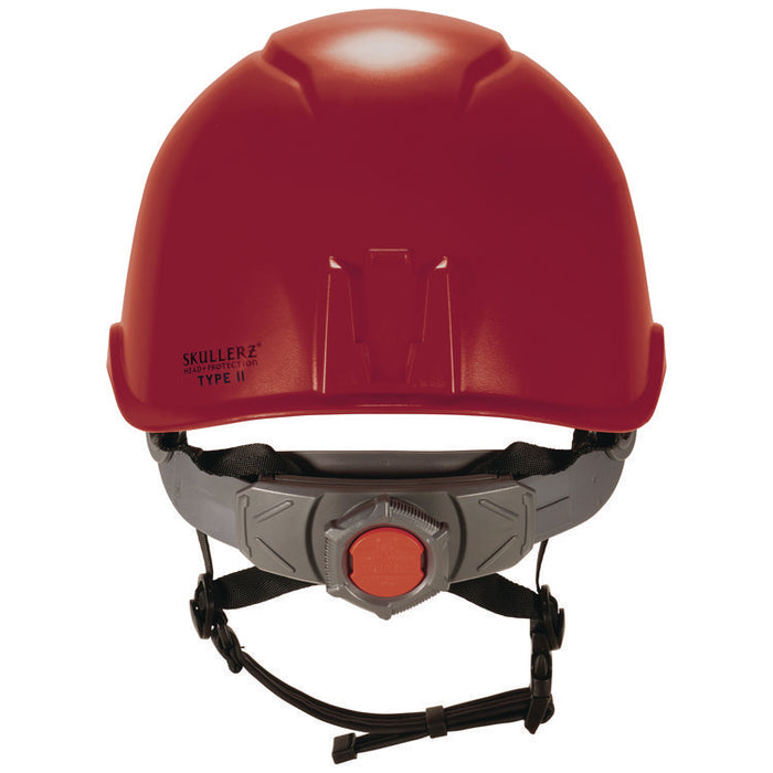 Skullerz 8976LED Class E Safety Helmet with LED Light, Brimless, 6-Point Standard Ratchet, One Size Fits Most (6.5 to 8), Red