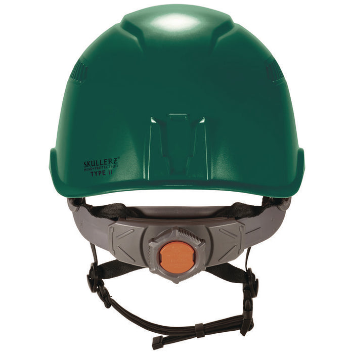 Skullerz 8977LED Class C Safety Helmet with LED Light and Adjustable Venting, 6-Point Ratchet, One Size Fits Most, Green
