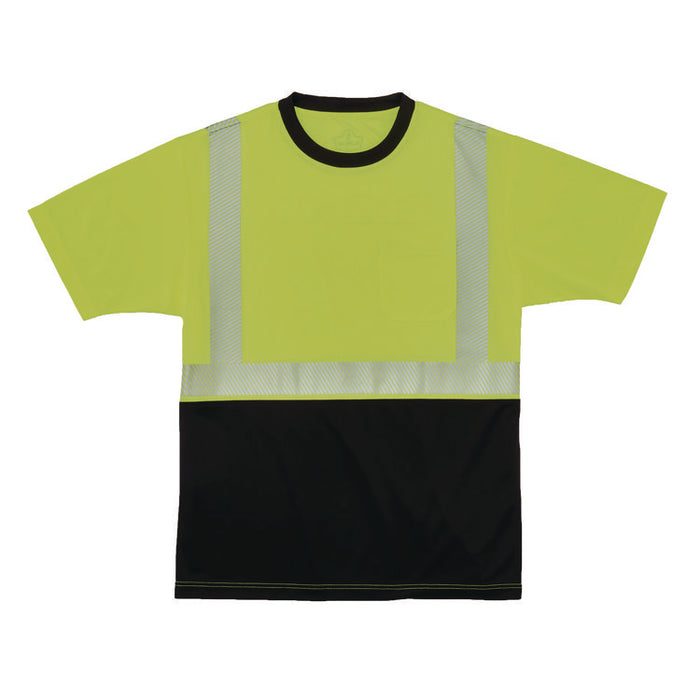 GloWear 8280BK Class 2 Performance T-Shirt with Black Bottom, 6X-Large Long, Lime
