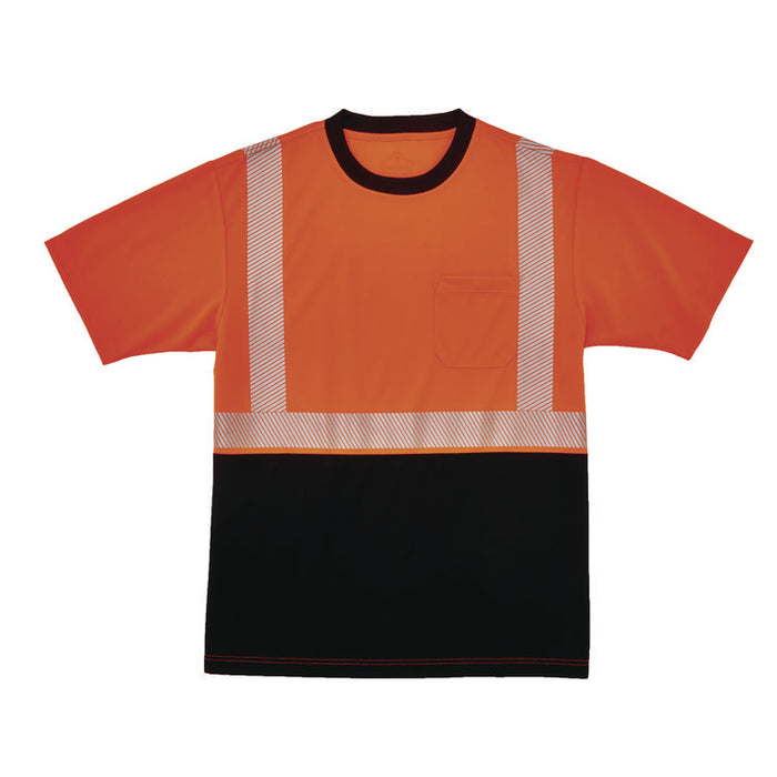 GloWear 8280BK Class 2 Performance T-Shirt with Black Bottom, 7X-Large Long, Orange