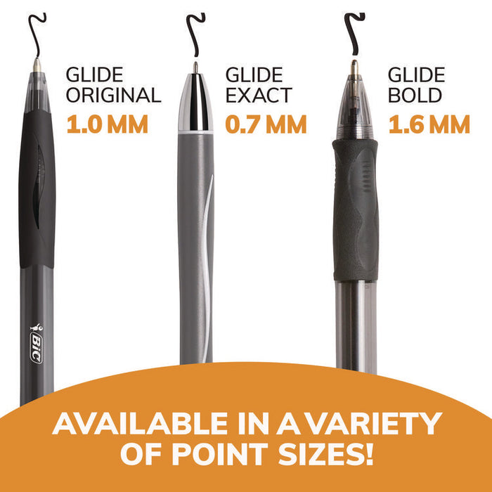 GLIDE Bold Ballpoint Pen, Retractable, Bold 1.6 mm, Black Ink, Translucent Black Barrel, 4/Pack