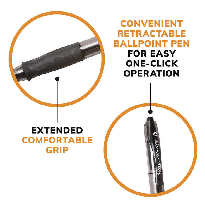 GLIDE Bold Ballpoint Pen, Retractable, Bold 1.6 mm, Black Ink, Translucent Black Barrel, 4/Pack