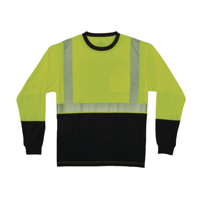 GloWear 8281BK Class 2 Long Sleeve Shirt with Black Bottom, 3X-Large Long, Lime