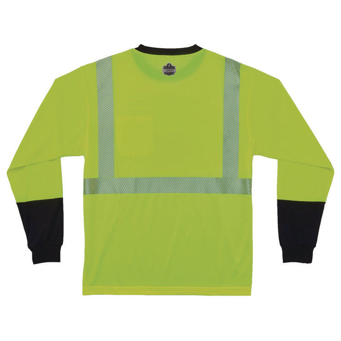 GloWear 8281BK Class 2 Long Sleeve Shirt with Black Bottom, 6X-Large Long, Lime