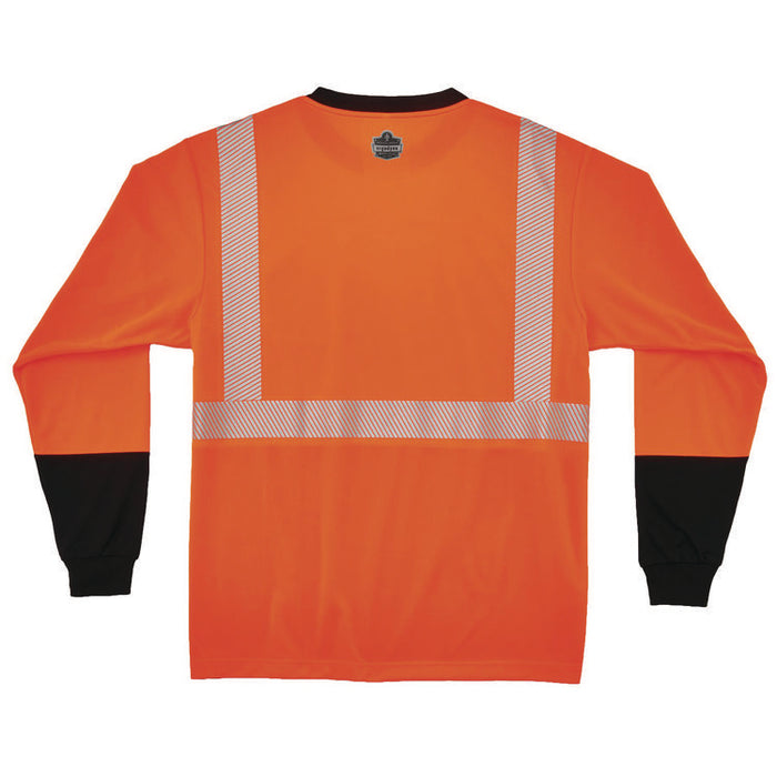 GloWear 8281BK Class 2 Long Sleeve Shirt with Black Bottom, 9X-Large Long, Orange