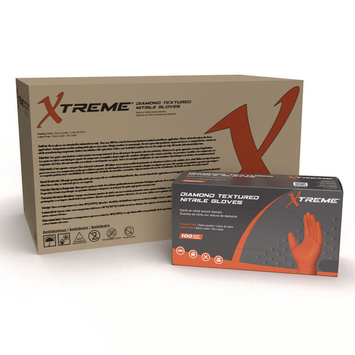 DT Nitrile Disposable Gloves, Powder-Free, Large, 6 mil Thick, 9.5" Long, Orange, 100/Box, 10 Boxes/Carton