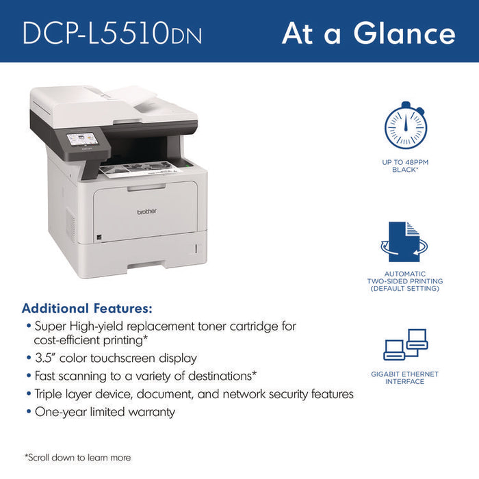 DCP-L5510DN Business Laser AIO Printer, Copy, Print, Scan