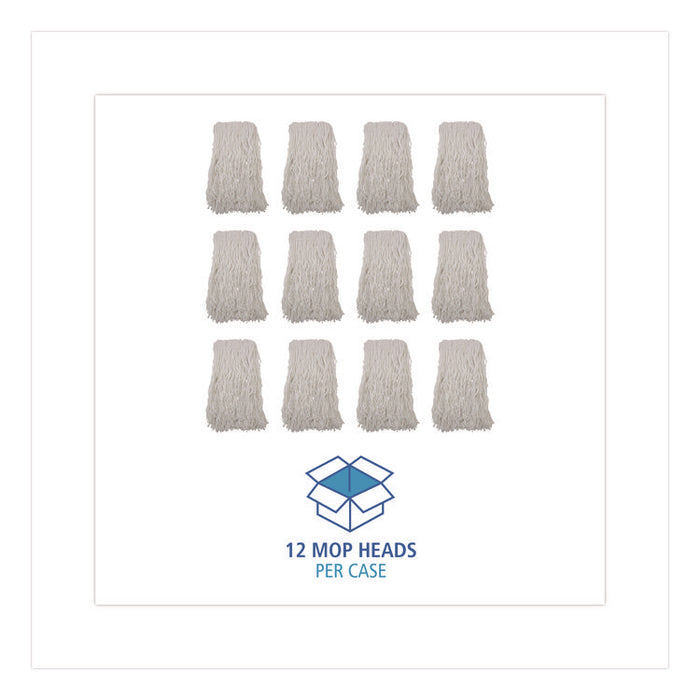 Cut-End Wet Mop Heads, Rayon, White, 12/Carton