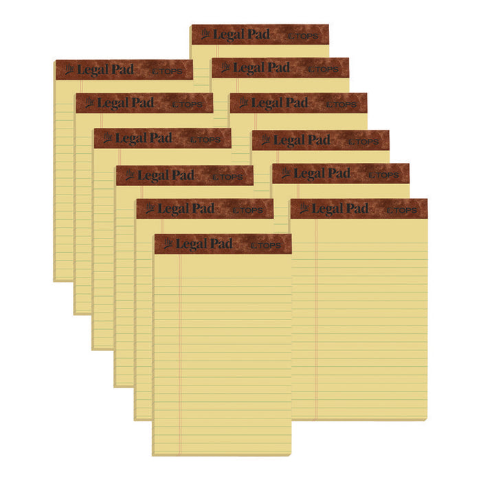 "The Legal Pad" Ruled Perforated Pads, Narrow Rule, (50) Canary Yellow 5 x 8 Sheets, Dozen